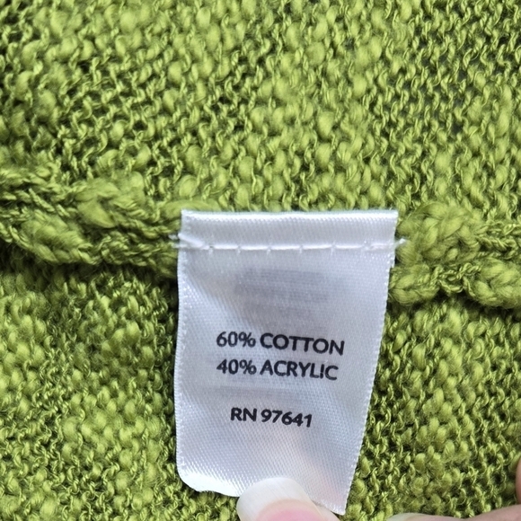 J. Jill Green Apple V-Neck Button-Up Cardigan Drop Shoulders Textured Slouchy - Picture 8 of 9